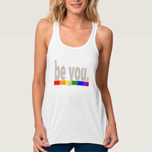 Regenboogvlag voor Gay Pride Wees jezelf Tanktop (Voorkant)