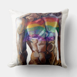 Regenboogvlag voor mannelijke torso kussen