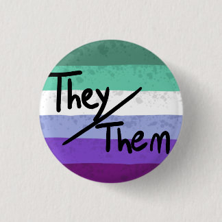 Regenboogvlag voornaamwoorden speld they/them ronde button 3,2 cm