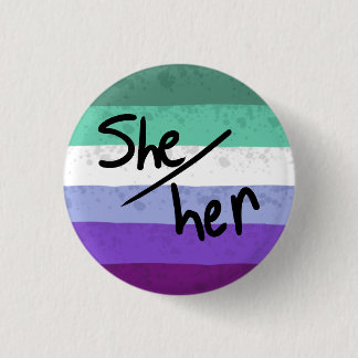 Regenboogvlag voornaamwoorden speld zij/haar ronde button 3,2 cm