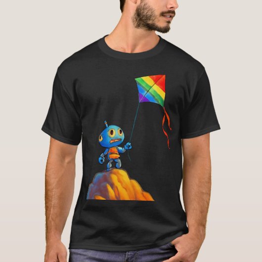 Regenboogvlieger met bergrobot t-shirt (Voorkant)