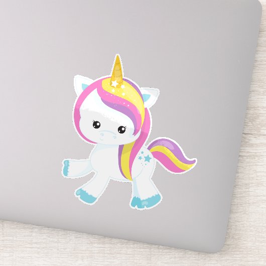 Regenboogvlies, Cute Unicorn, Star, Magic Unicorn Sticker (Detail)