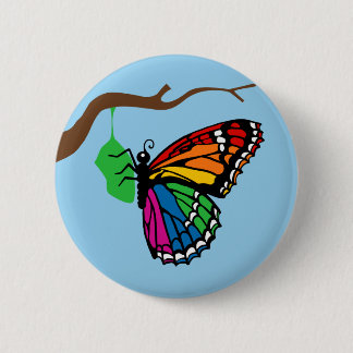 Regenboogvlinder afkomstig van chrysalis ronde button 5,7 cm