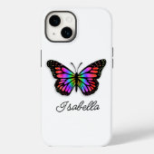 Regenboogvlinder en Jouw naam, gepersonaliseerd Case-Mate iPhone Case (Achterkant)