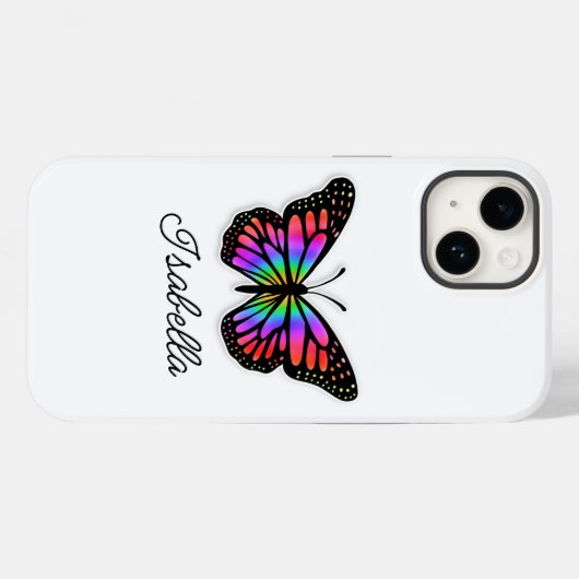 Regenboogvlinder en Jouw naam, gepersonaliseerd Case-Mate iPhone Case (Achterkant (horizontaal))