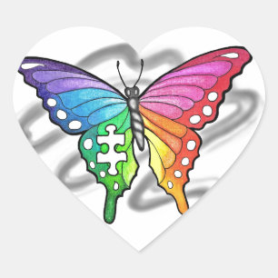 Regenboogvlinder Hart Sticker