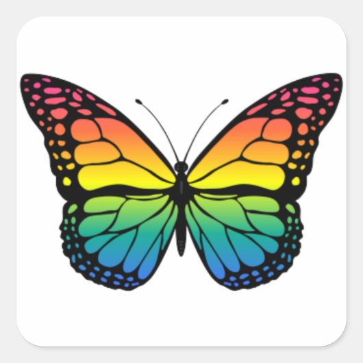 Regenboogvlinder Vierkante Sticker (Voorkant)