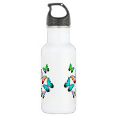 Regenboogvlinders met Waterverf Stijlvolle Bloem Waterfles (Achterkant)