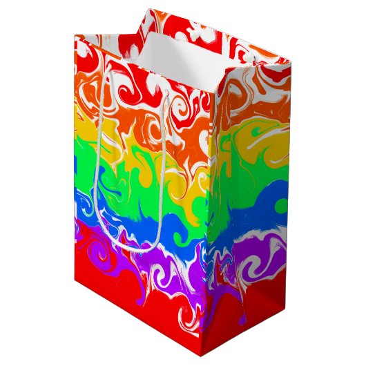 Regenboogvloed Kunstdag Medium Cadeauzakje (Voorkant Gekanteld)