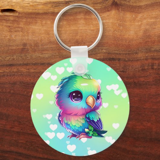 Regenboogvogel en harten sleutelhanger (Voorkant)