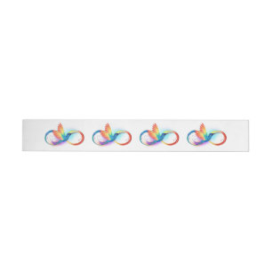 Regenboogvogel met oneindige symbolen adreslabel wikkel