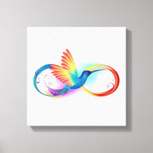 Regenboogvogel met oneindige symbolen canvas afdruk