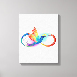 Regenboogvogel met oneindige symbolen canvas afdruk