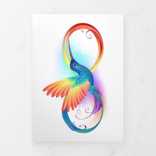 Regenboogvogel met oneindige symbolen drieluik aankondiging