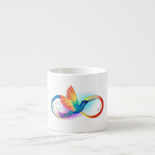 Regenboogvogel met oneindige symbolen espresso kop