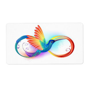 Regenboogvogel met oneindige symbolen etiket