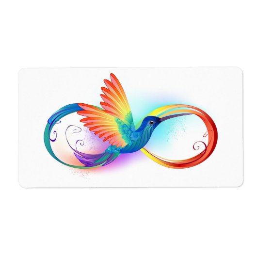 Regenboogvogel met oneindige symbolen etiket (Voorkant)