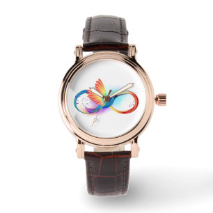 Regenboogvogel met oneindige symbolen horloge