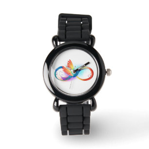 Regenboogvogel met oneindige symbolen horloge