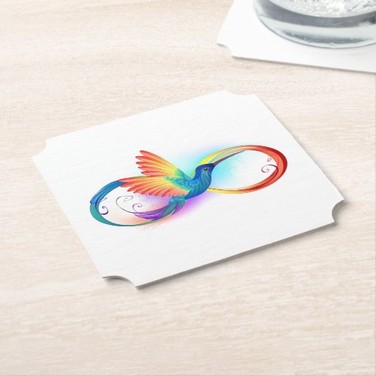 Regenboogvogel met oneindige symbolen kartonnen onderzetters (Gekanteld)