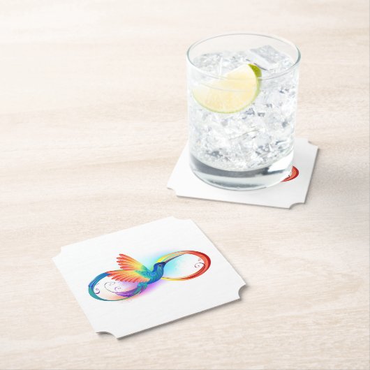 Regenboogvogel met oneindige symbolen kartonnen onderzetters (Insitu)