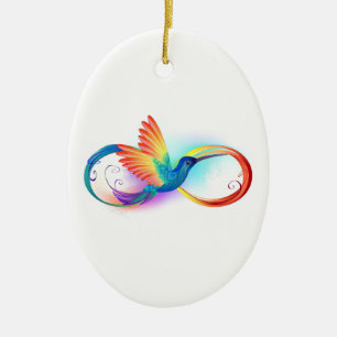 Regenboogvogel met oneindige symbolen keramisch ornament