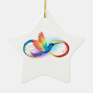 Regenboogvogel met oneindige symbolen keramisch ornament