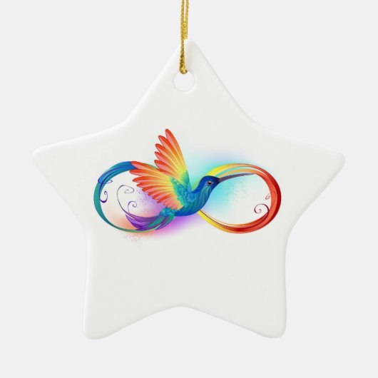 Regenboogvogel met oneindige symbolen keramisch ornament (Voorkant)