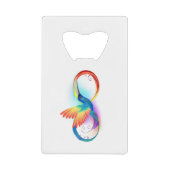 Regenboogvogel met oneindige symbolen kredietkaart flessenopener (Voorkant)