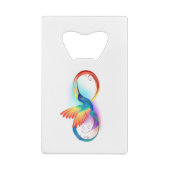 Regenboogvogel met oneindige symbolen kredietkaart flessenopener (Achterkant)