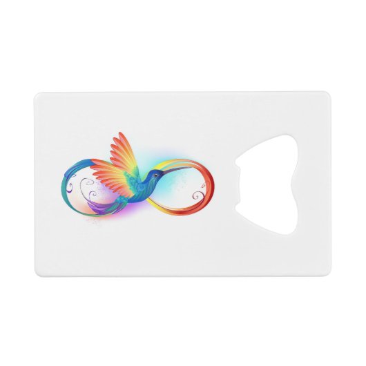 Regenboogvogel met oneindige symbolen kredietkaart flessenopener (Voorkant (Horizontaal))