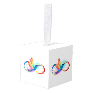 Regenboogvogel met oneindige symbolen kubus ornament