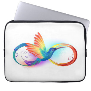 Regenboogvogel met oneindige symbolen laptop sleeve
