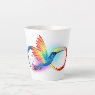 Regenboogvogel met oneindige symbolen latte mok