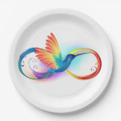 Regenboogvogel met oneindige symbolen papieren bordje (Voorkant)