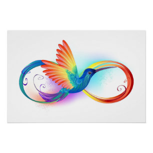 Regenboogvogel met oneindige symbolen perfect poster
