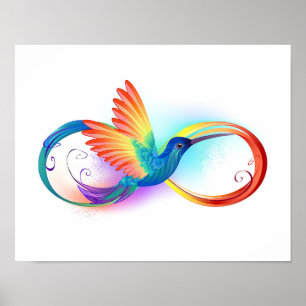 Regenboogvogel met oneindige symbolen poster