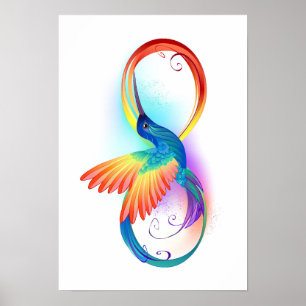 Regenboogvogel met oneindige symbolen poster