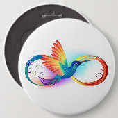 Regenboogvogel met oneindige symbolen ronde button 6,0 cm (Voorkant /achterkant)