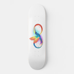 Regenboogvogel met oneindige symbolen skateboard