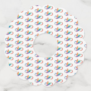 Regenboogvogel met oneindige symbolen wijnglaslabel