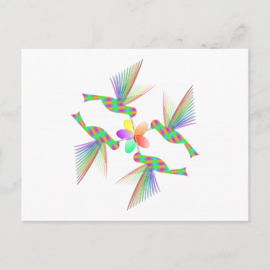Regenboogvogels die een bloem kussen briefkaart (Voorkant)