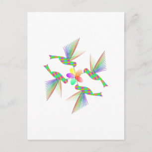 Regenboogvogels die een bloem kussen briefkaart