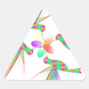 Regenboogvogels die een bloem kussen driehoek sticker