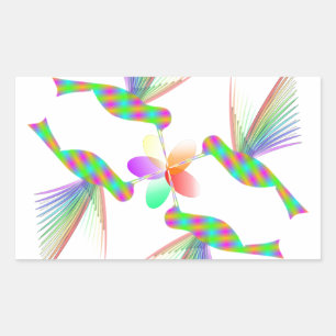 Regenboogvogels die een bloem kussen rechthoekige sticker