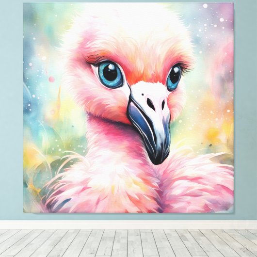Regenboogvogels Flamingo 3 Canvas Afdruk (Insitu (Houten vloer))