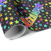 Regenboogvoornaam "ALEXANDER" + sterren Cadeaupapier (Rol Hoek)