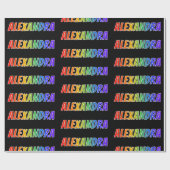 Regenboogvoornaam "ALEXANDRA"; vun en kleurrijk Cadeaupapier (Vlak)