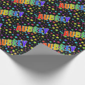 Regenboogvoornaam "AUBREY" + sterren Cadeaupapier (Hoek)