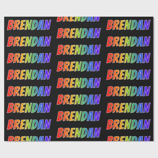 Regenboogvoornaam "BRENDAN"; Fun en kleurrijk Cadeaupapier (Vlak)